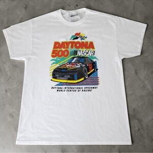 NASCAR Daytona 500 T-Shirt White Racing Graphic Tee